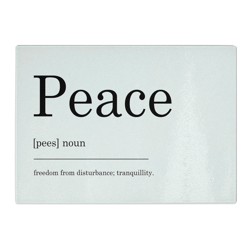 Definition of Peace Typography Chopping Board, 0.4cm H x 20cm W x 28.5cm L