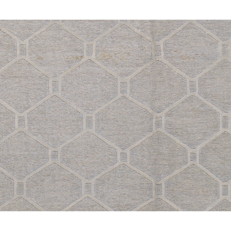 Himalayan Wool Geometric Area Rug in Silver/Beige, Rectangle 6'1" x 8'11"