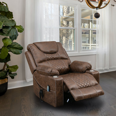 Carollynn Oversized Power Lift Chair for Elderly, Recliner with Heat & Massage,Cup Holders,Side Pockets by Hokku Designs
