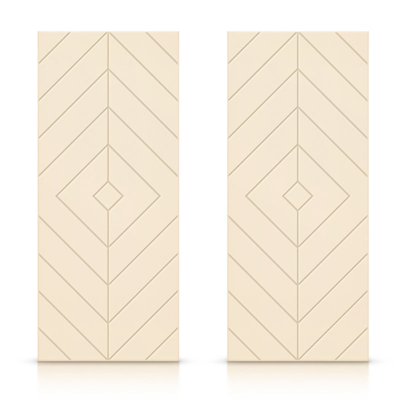 Panelled Manufactured Wood Double Sliding Closet Doors, Beige, 72" x 84"