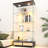 Tempered Glass Bookshelf With 2 - Door Storage, Black And Natural, 13 Colour Led Lighting, Flexible Mobility, Multifunctional For Kitchen Bookshelf, Multifunctional, Living Room-2104419230
