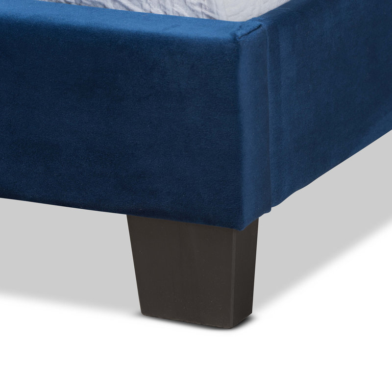 Warsaw Upholstered Standard Bed, Twin, Navy Blue