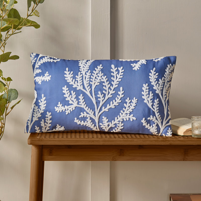 Coral Leaf Embroidered Cushion