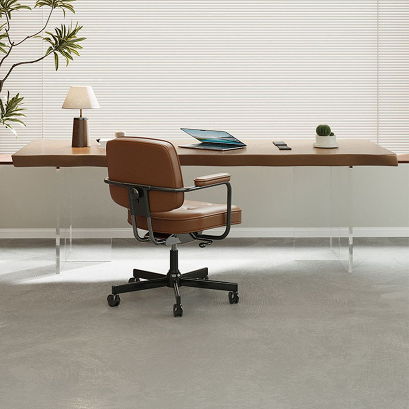 Bureau d'écriture rectangulaire en bois massif brun clair, H 29,53 po x l 86,61 po x P 27,56 po