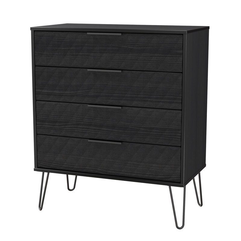 Talita 77cm W 4 - Drawer Chest of Drawers, Black