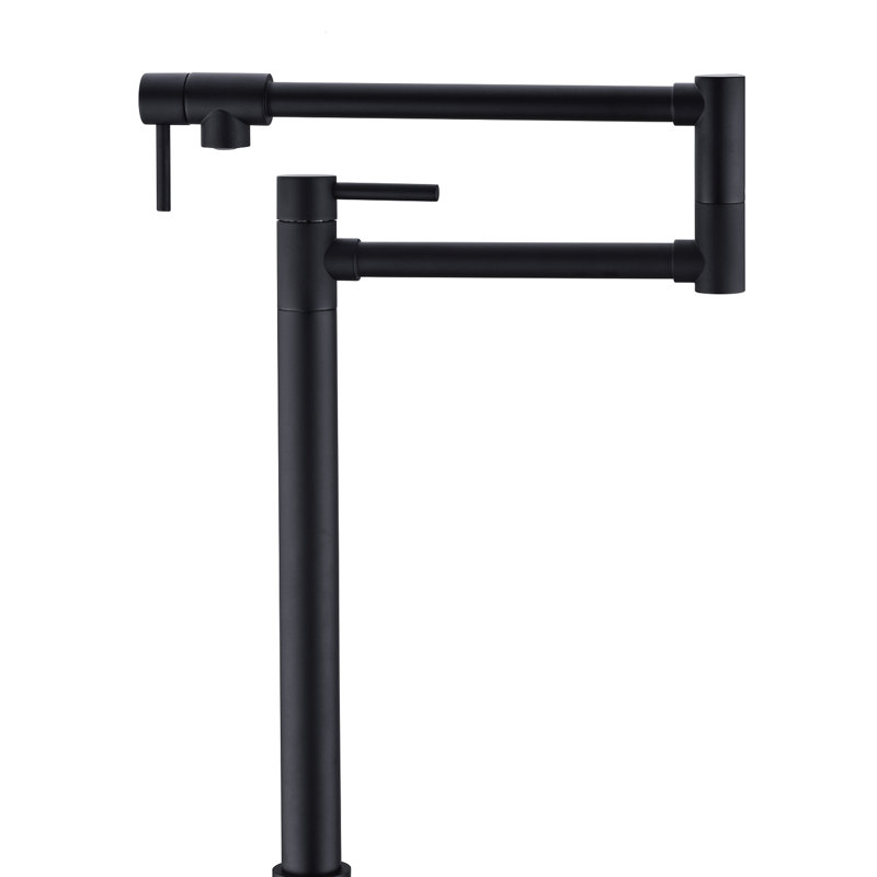 Extension Pot Filler Faucet, Matte Black Style - Brass, Double Handles For Optimal Water Flow Regulation, & Treatment Faucet With In Arm Simple Filling, To Control Volume,