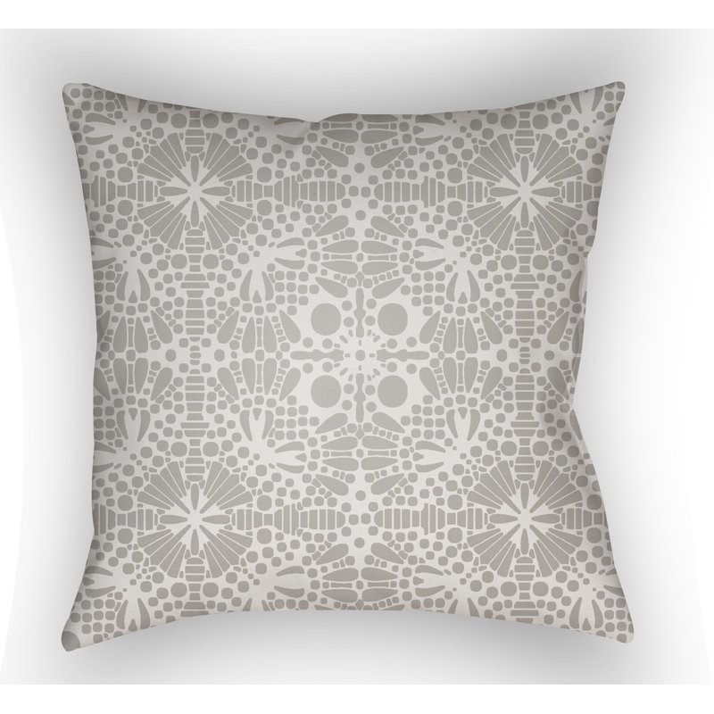 Laser Cut Outdoor Throw Pillow, 20" H x 20" W x 4" D, Grey