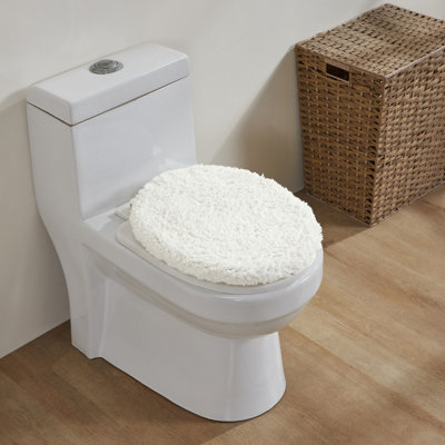 Couvercle de toilette allongé 100% coton Widman, très doux, absorbant et lavable à la machine pour salle de bain principale, pour invités et enfants, 18 po x 20 po, blanc / ivoire