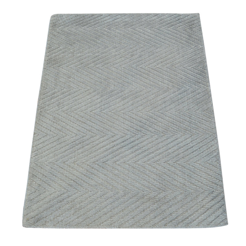 Tapis gris noué à la main One-of-a-Kind Taniya