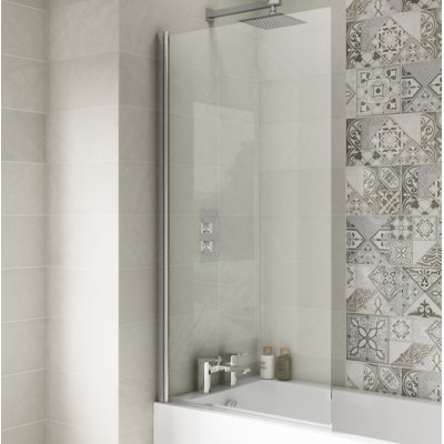 Pacific 1435 mm H Hinged Semi-Frameless Tub Door with Clear Glass