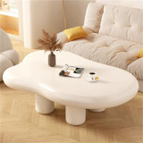 Quintavius ​​39.4 inch modern French light luxury cream three-legged cloud-shaped coffee table, living room side table