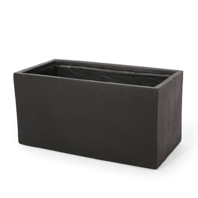 Outdoor Lightweight Concrete Flower Container - 30.82" W X 15.96" D 16" H Black Magnesium Oxide Plant Holder