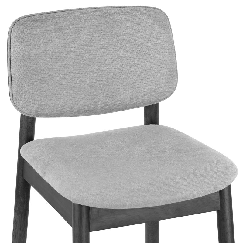 Farallones Upholstered Counter Stool with Rubberwood Frame, Black Washed/Light Gray