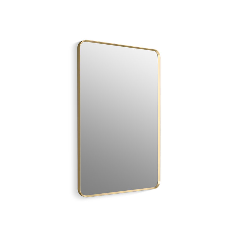 KOHLER Essential Rectangular Wall Mirror, Bathroom / Vanity Mirror with Frame, Moderne Brushed Gold, 45" x 30"
