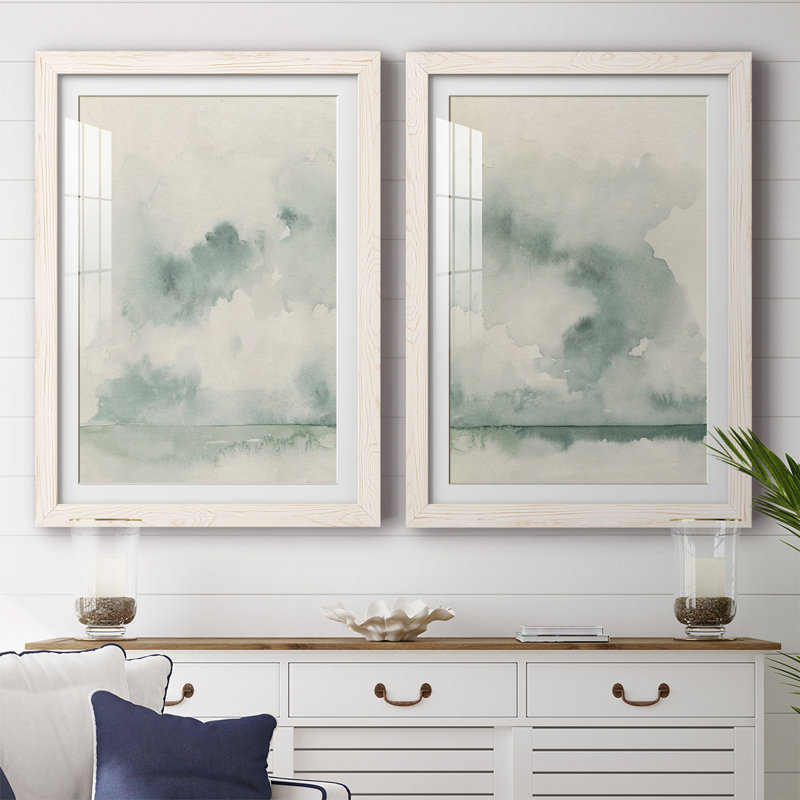 «Ocean Impression I» par Ocean Impression I - impression sur toile encadrée 2 pièces, Blanc, H 27,5 po x l 75 po x P 1,5 po