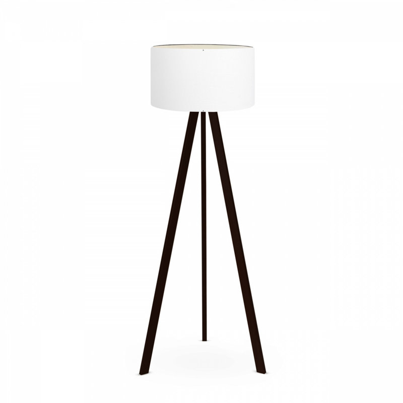 Lampe sur pied moderne scandinave blanche avec accents noirs, hauteur 55,1 pouces | Abat-jour 100% PVC, pieds en panneau de fibres à densité moyenne | Douille E27, 40 W maximum | Conception élégante et innovante pour le salon et la chambre à coucher, solution d'éclairage ambiant parfaite