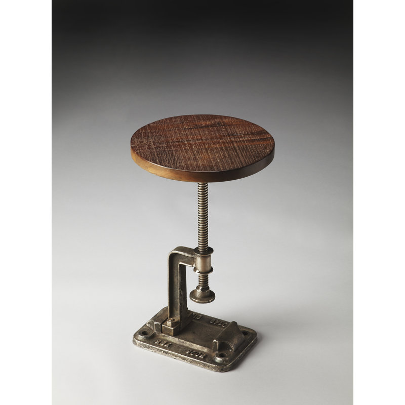 Ellis Adjustable Pedestal Side table, Deep Brown/Bronze Gray