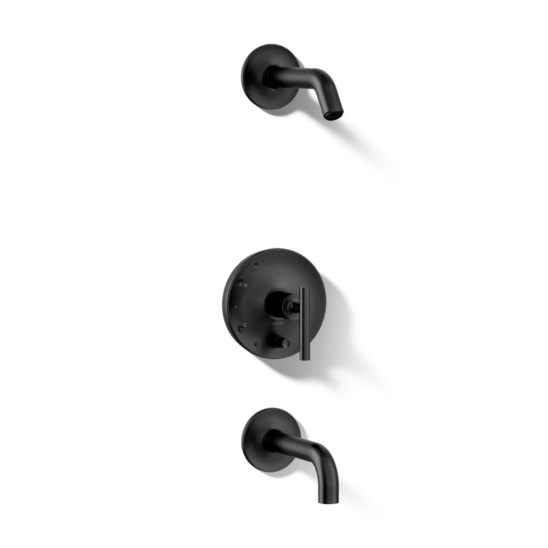 Robinet de douche Purist, Noir mat, Levier
