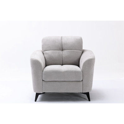 Chaise à coussin en tissu au design élégant gris de 39 po, profondeur d'assise de 21,5 po, ressorts ensachés, métal