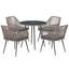 Light Brown 4 Seater Rattan Garden Dining Set With Cushions And Glass Table