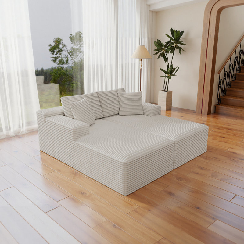 Canapé modulaire modulaire, sièges profonds, canapé rembourré, Blanc