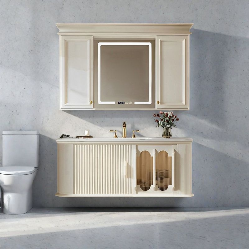 Armoire de salle de bain style français rétro, H 19,68 po x l 47,24 po x P 21,65 po
