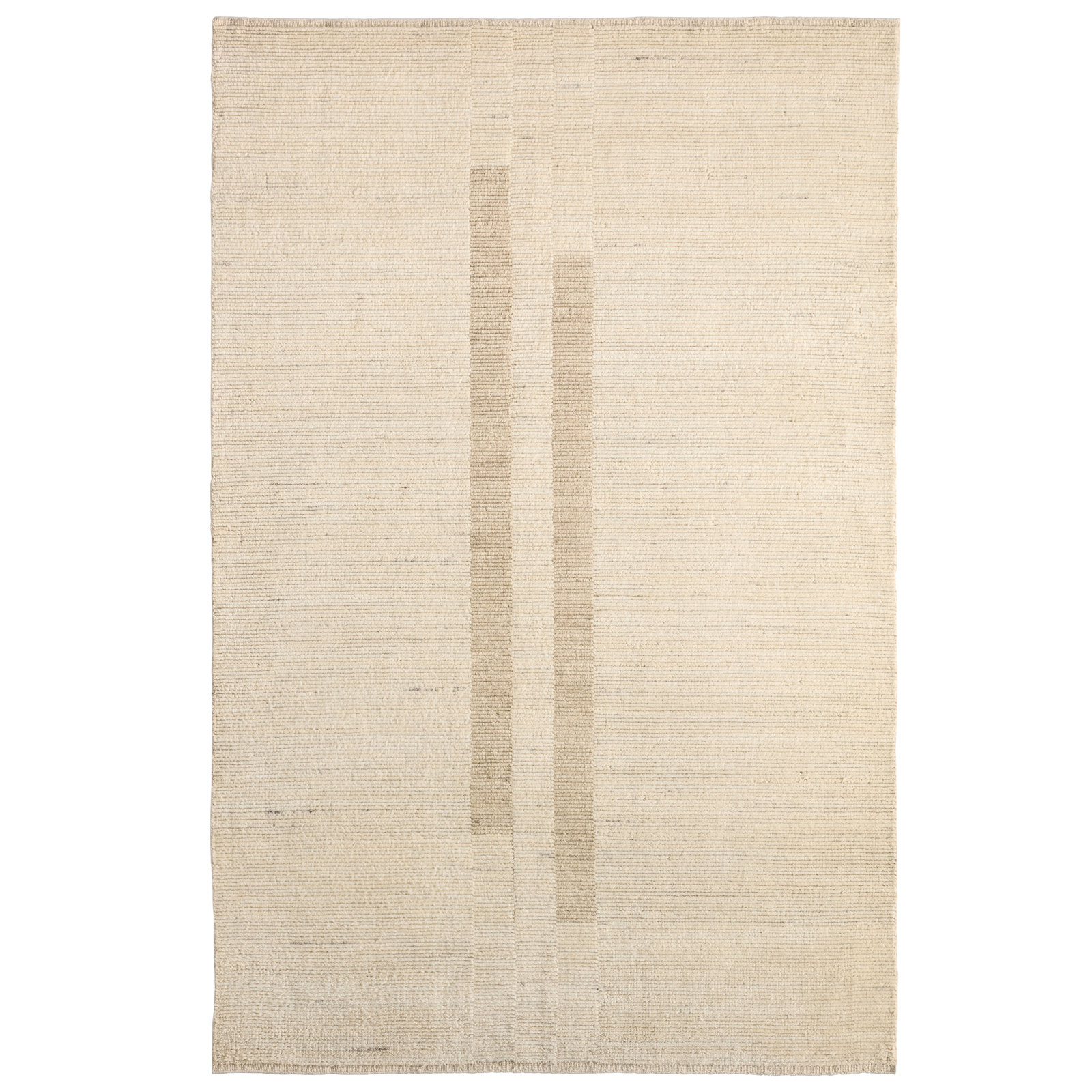Nona Ivory Tan Hand-Woven Striped Rug, Rectangle 10' x 14'