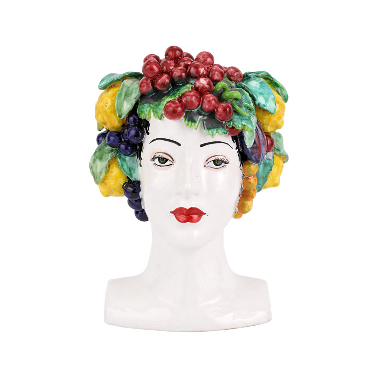 Sicilian Heads Woman Assorted Fruit Head Figurine