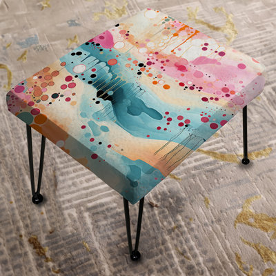 Green Fusion Abstractions In Motion - Midcentury Rectangle Ottoman