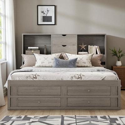 Brackney Platform Bed with Storage Headboard and 8 Drawers