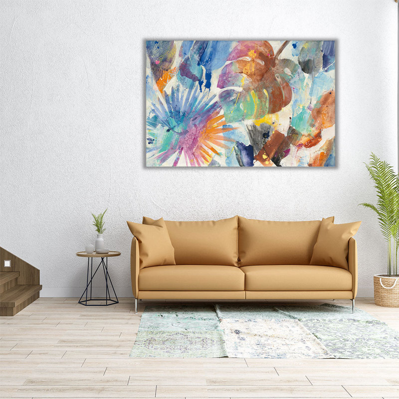 Palmier abstrait - reproduction d'art sur toile, H 20 po x l 30 po