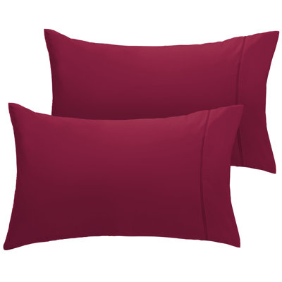 LuxClub 2 PC Burgundy King Performance Microfiber Solid Pillowcase Set