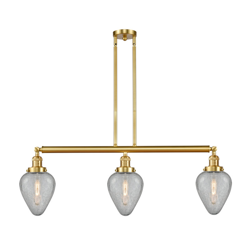 Luminaire suspendu pour îlot de cuisine 3 lumières Shauna, Or satiné