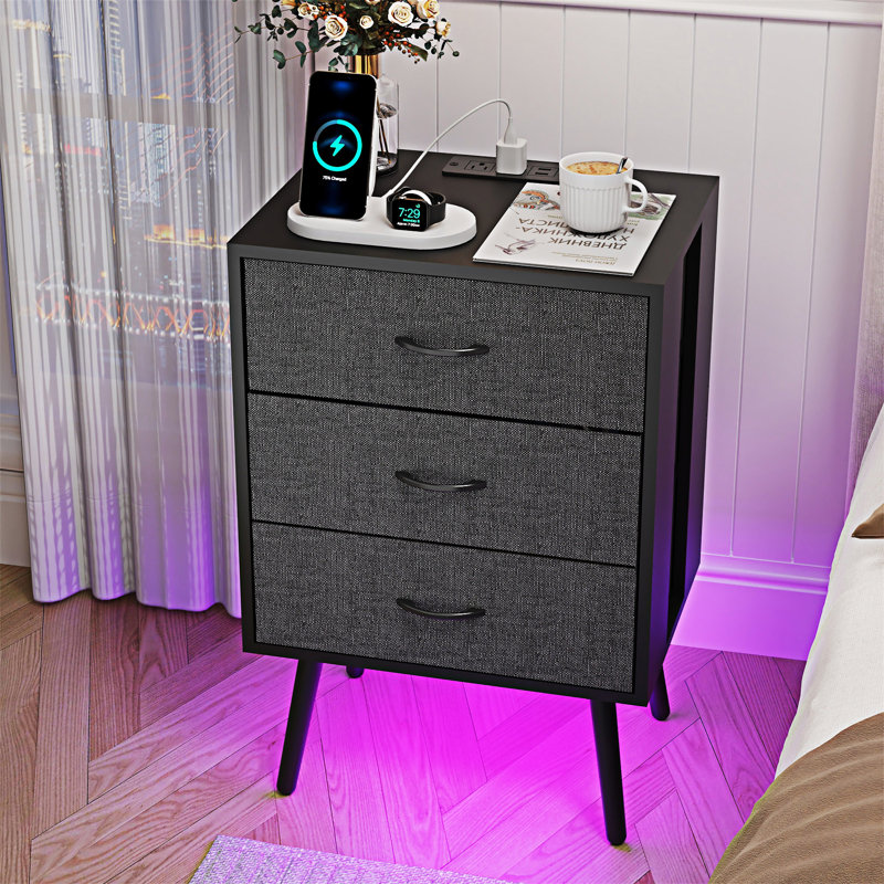 Table de chevet avec table de charge, ensemble de 2
