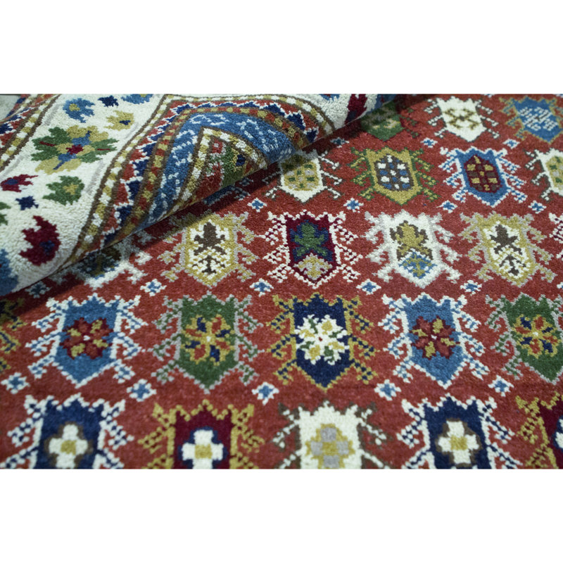 Wool Oriental Area Rug in Rust/Ivory