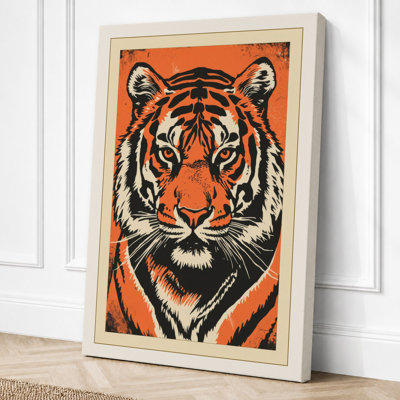 Tiger Face Direct Geometric - Wrapped Canvas