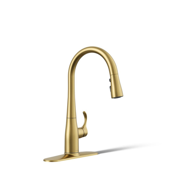 Simplice Pull Down Bar Faucet, Vibrant Brushed Moderne Brass
