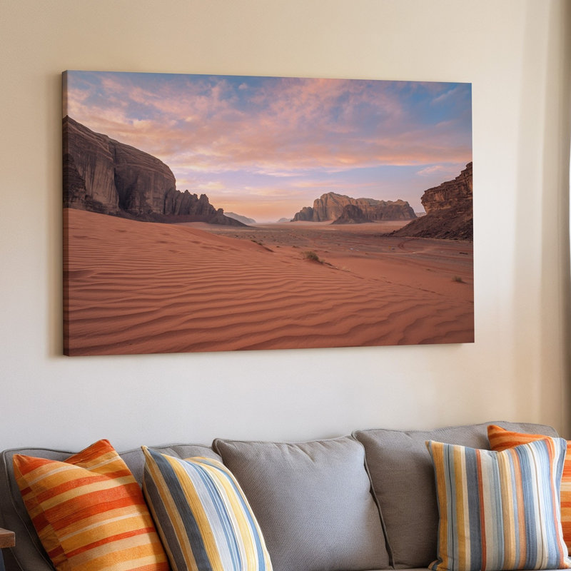 Toile, "Un vaste paysage désertique au crépuscule", art mural de falaises de grès, H 30 po x l 30 po