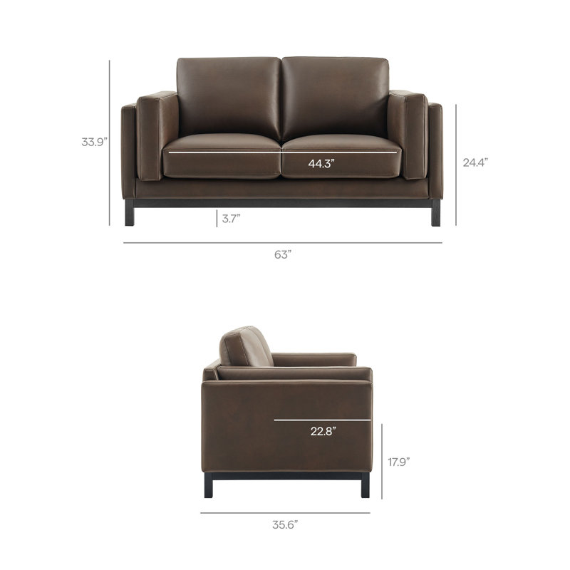 Causeuse en cuir Roscoe, Espresso, Espresso