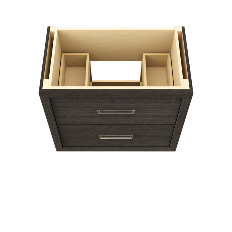 Ensemble de meuble-lavabo simple à deux tiroirs Avalon, Gris délavé, Nickel satiné, 36"
