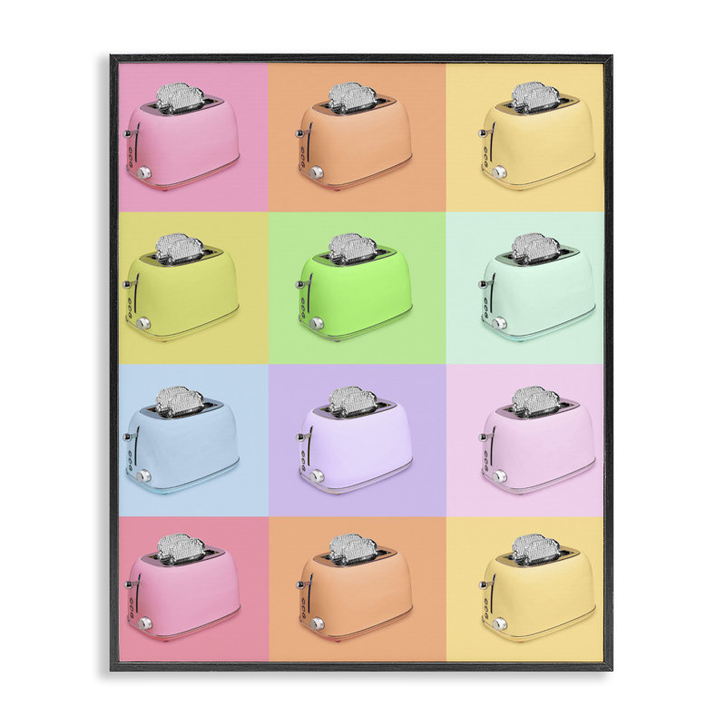 Giclée encadrée au four Disco Toaster Collage, design par Lish Creative, 20 x 16, Giclée noire de minuit encadrée
