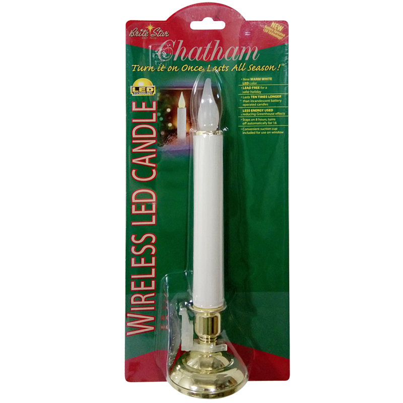 10-Inch White and Gold LED Flameless Taper Candles, 2-Pack