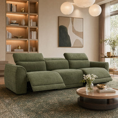 Canapé inclinable électrique 110,2 po Zero Wall avec appui-tête réglable et tissu chenille facile à nettoyer