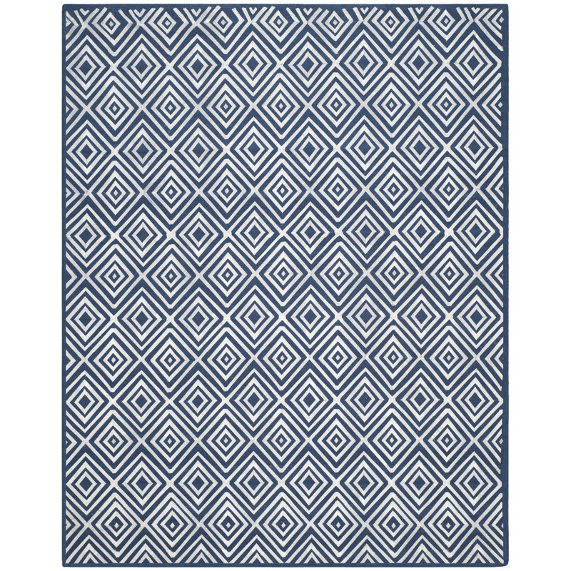 Shryock Hand Woven Flat Weave With Embroidery Wool Geometric Rug, Rectangle 8' x 10'