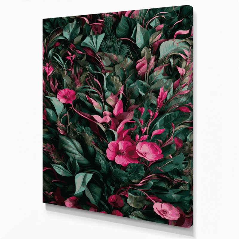«Abstract Florals 40», art mural sur toile verte, H 10 po x l 8 po