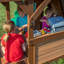 Backyard Discovery Cedar Cove Wooden Climbing Frame with 2 x Swings, Web Swing, Play Kitchen and 2 x Slides