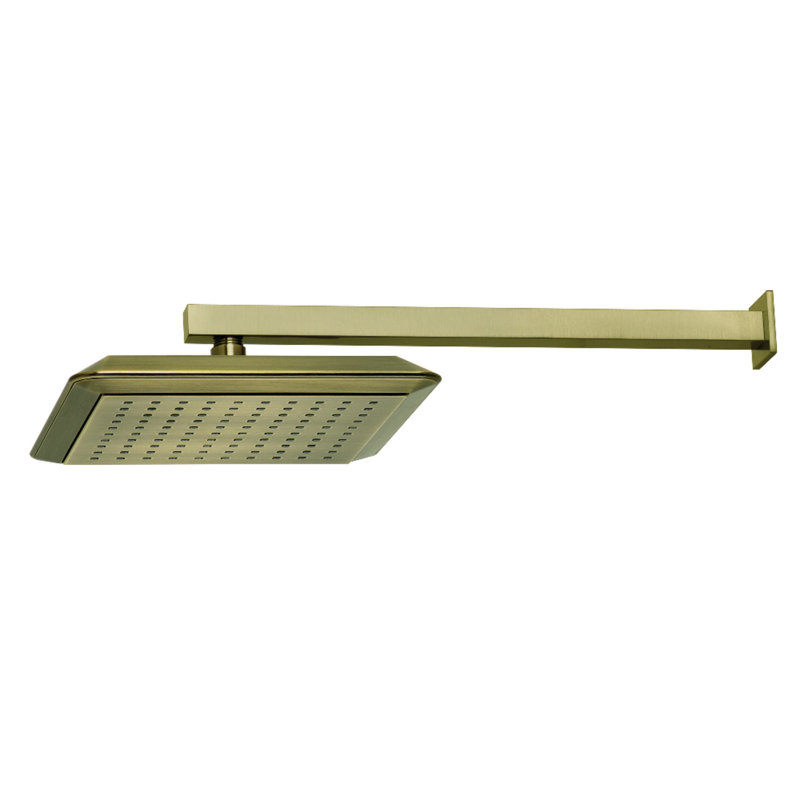 Pomme de douche carrée en ABS 9/8 po avec bras de douche 15-3 / 4 po Kingston, Laiton antique