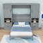 Lit escamotable double en bois avec 4 tiroirs et tablettes-543984695