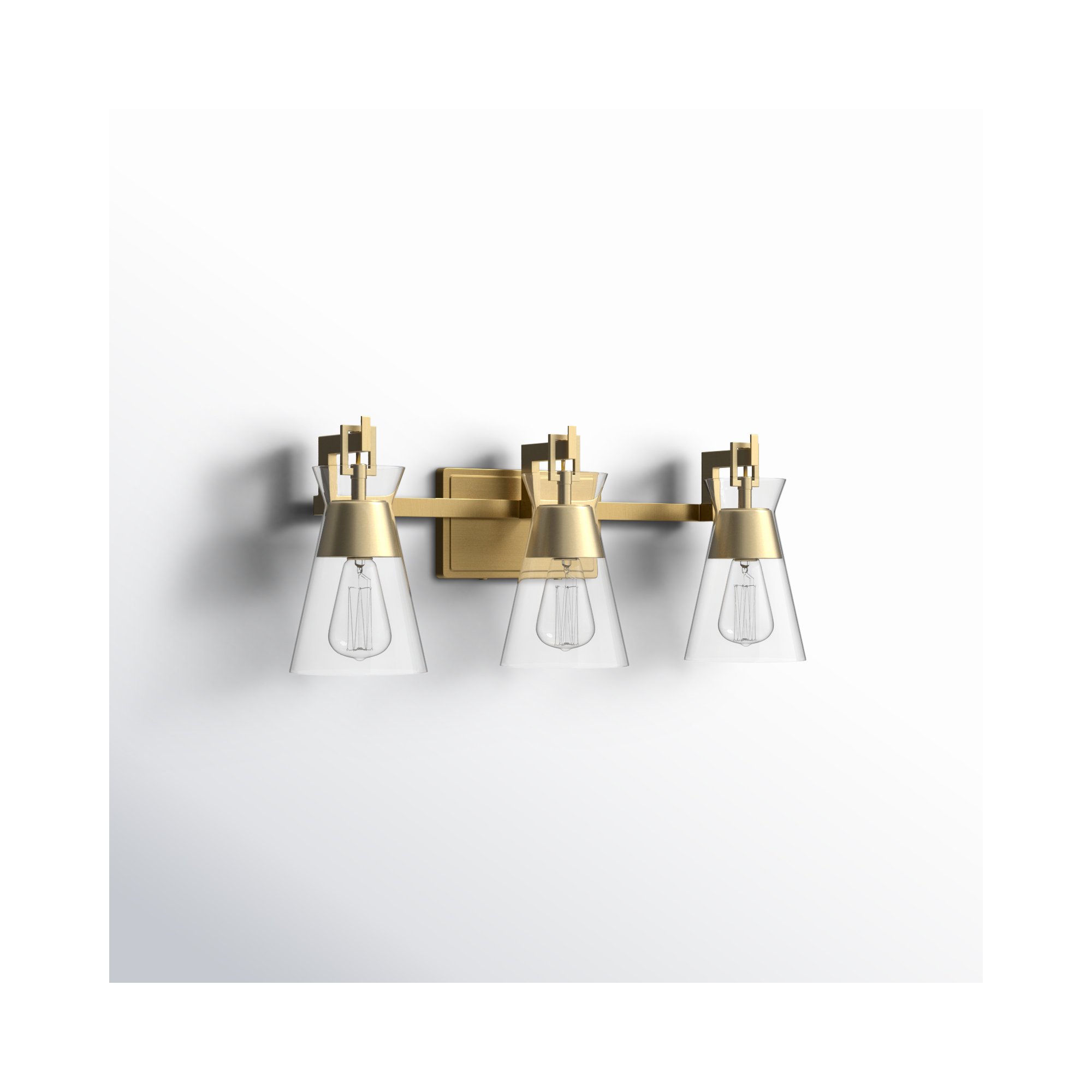 Kesia Bathroom Vanity Light, Brass, 9.5" H x 24" W x 24" D, 3 Lights
