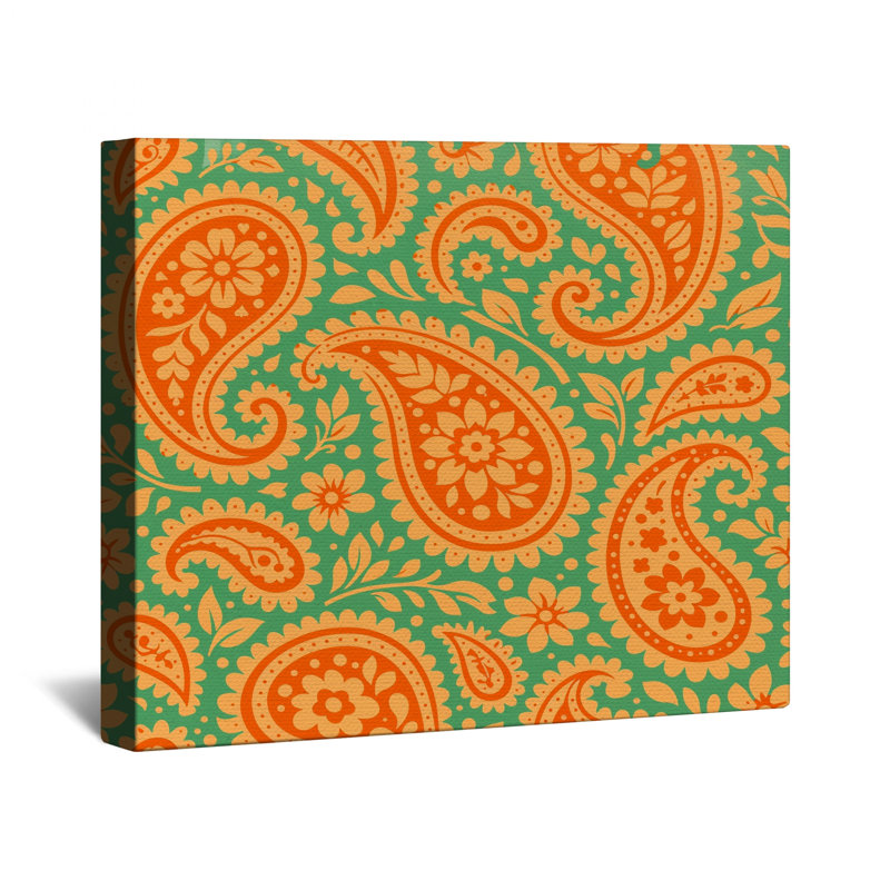 Toile tendue orange avec motif floral sur toile orange dans de nombreuses tailles, 16 x 16 inches